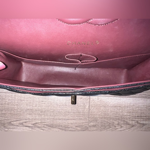 Black Caviar Leather Quilted Classic Flap Medium Shoulder Bag with Gold Accents - Picture 14 of 14